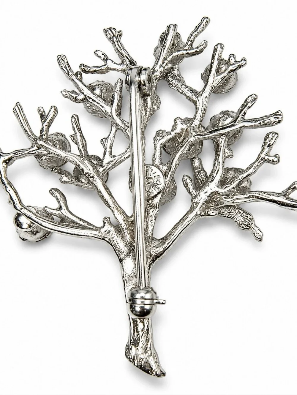 Vintage Curtis DEC Sterling Silver 925 Tree of Life Brooch  Multicolor Crystal
